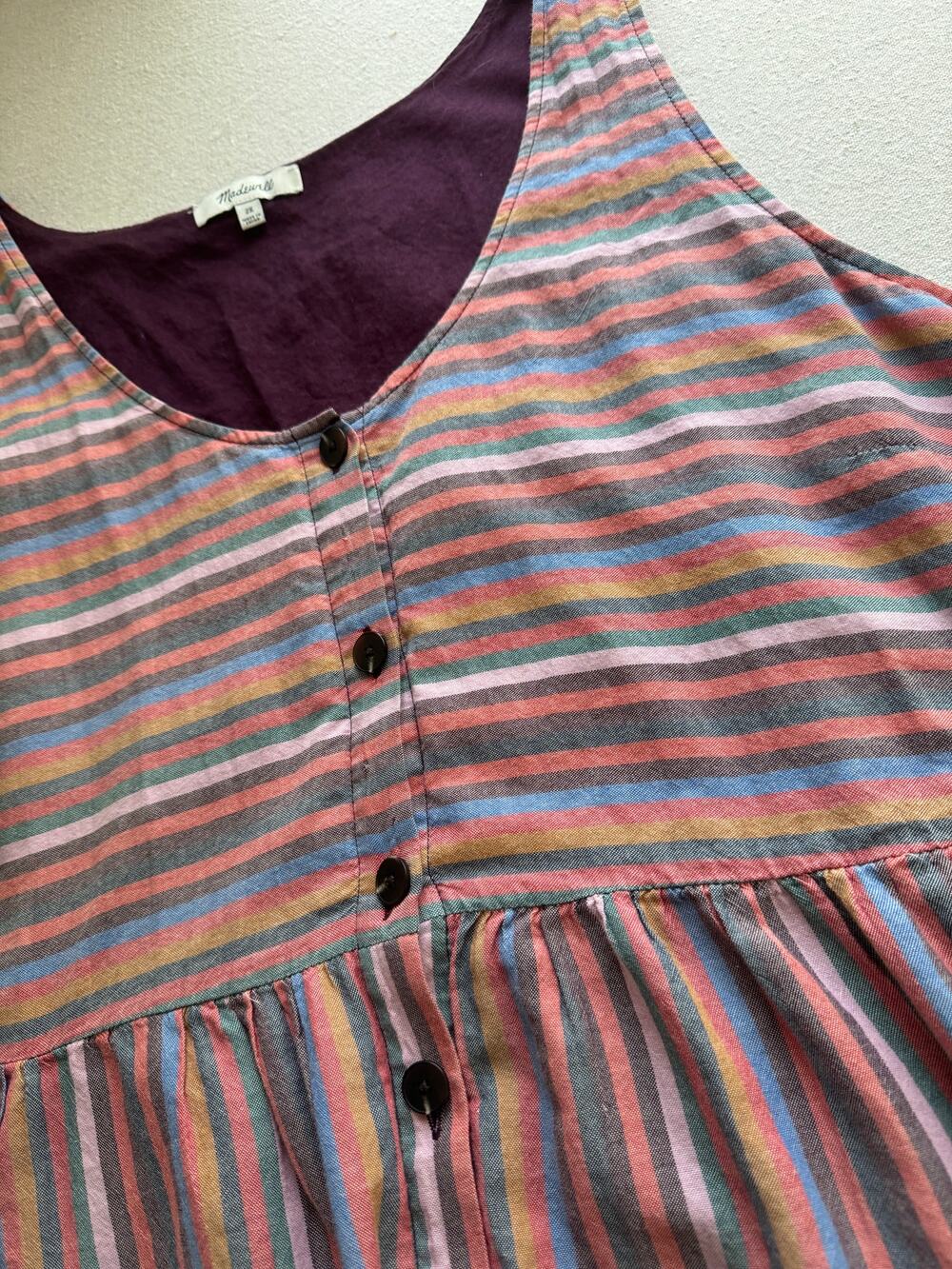 MADEWELL Scoopneck tank dress RAINBOW STRIPES